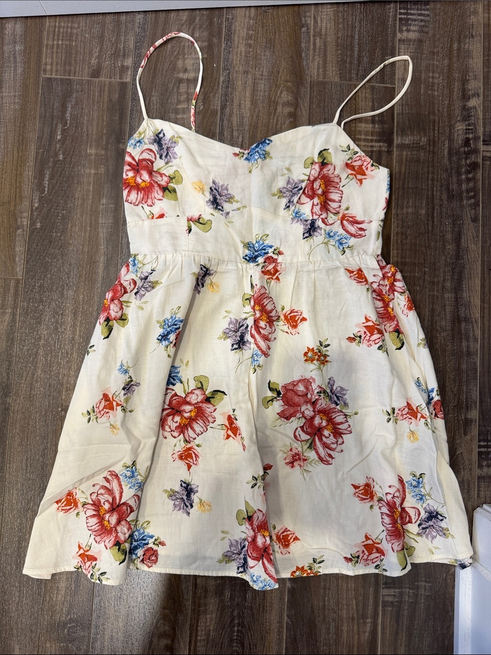 Zara Cream Mini Dress with Red Floral Print